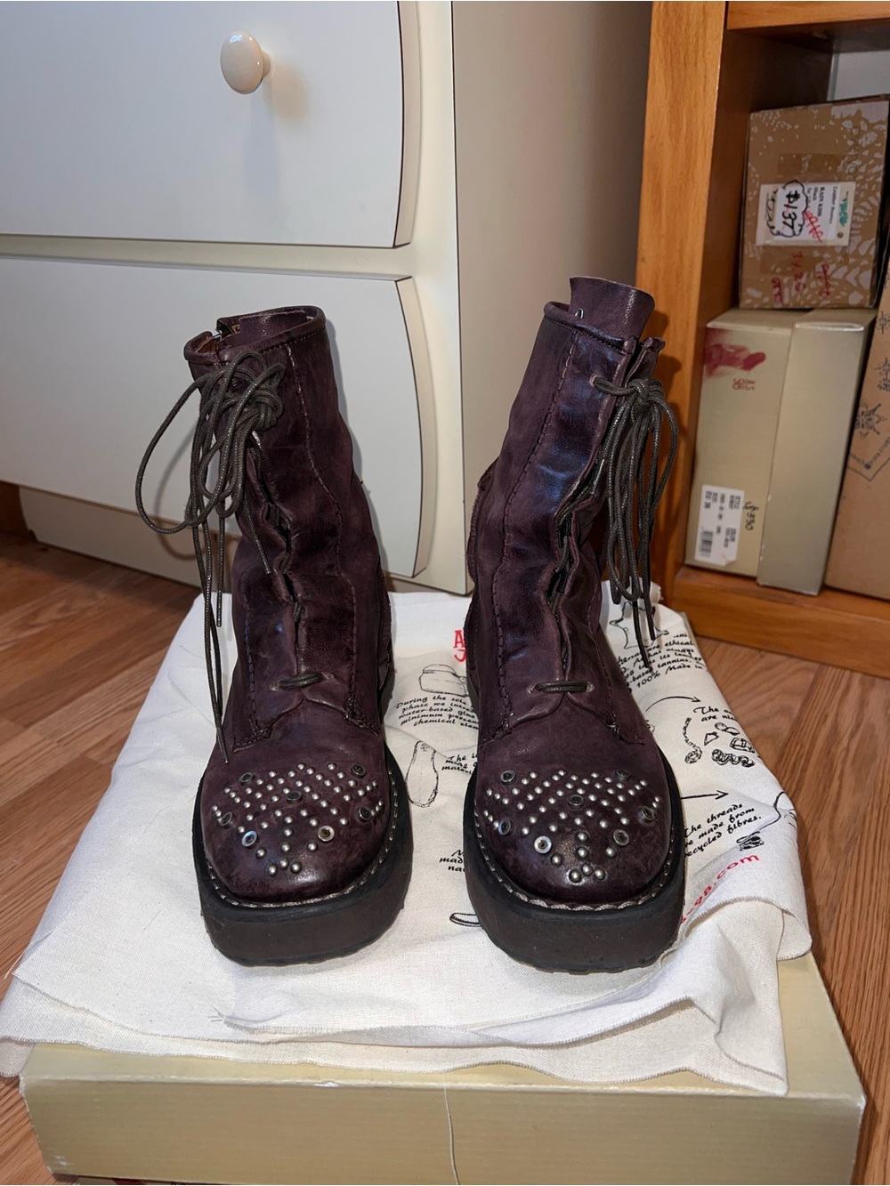 A.S.98 Cordell Combat Boots in Eggplant (Liz)